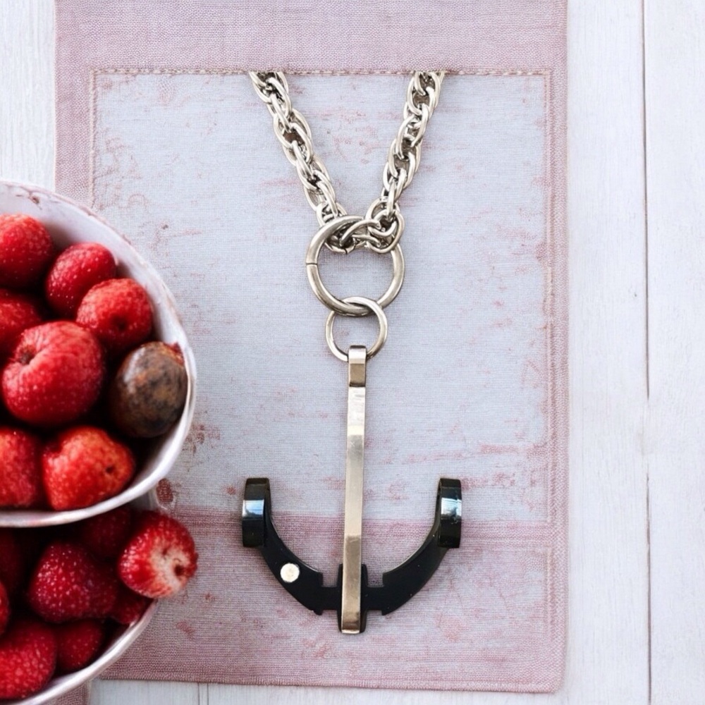 🆕 3D Crystal Anchor Pendent Necklace Stainless Steel